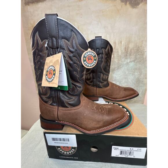 Laredo Montana 7800 Men\'s Western Cowboy Boot Sand Chocolate Leather 9.5 EW Wide main image 10